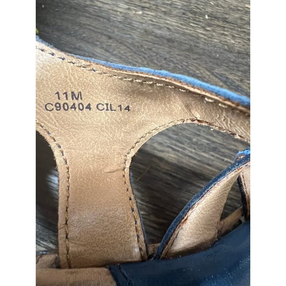 B.O.C. Women’s‎ Blue Strappy Ankle Strap Cork Wedge Sandals Size 11M